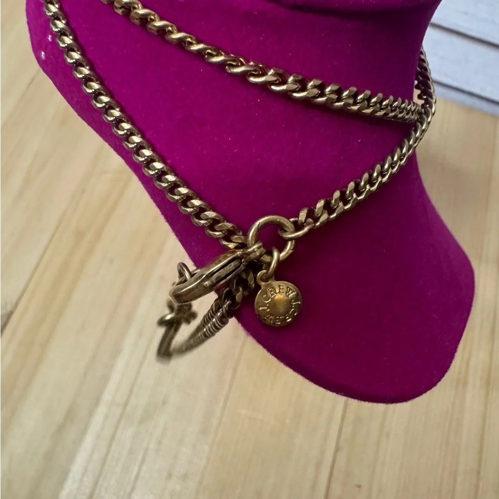 J.Crew Multicolor Gemstone Tassel Necklace Gold Tone Statement Boho Chic OS